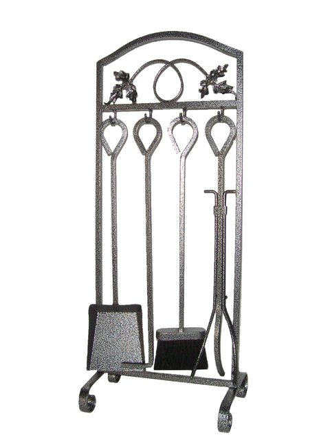 5 Pieces Wrought Iron Fireplace Tool Set with Decor