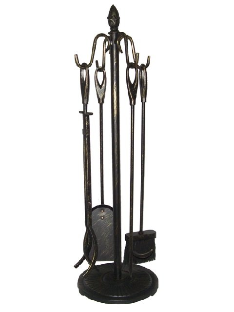 5 Pieces Wrought Iron Fireplace Tools